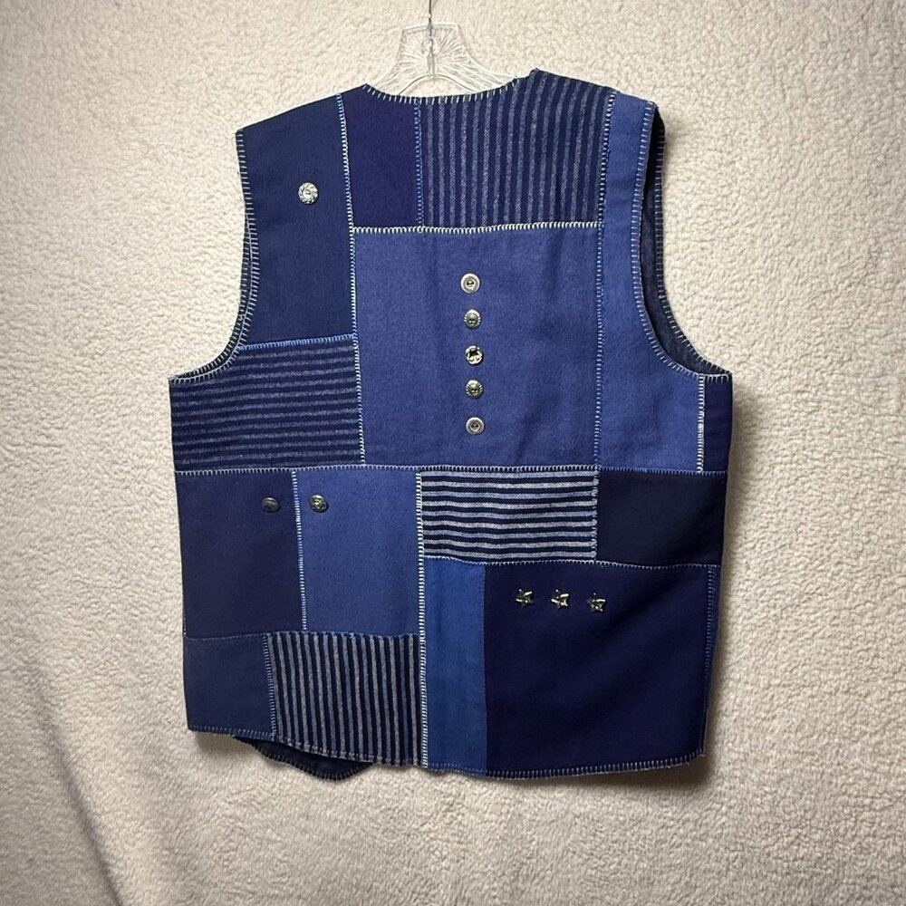 Handmade Upcycled Boho Patchwork Long Vest Lined Embellished XL Sustainable - Picture 7 of 9